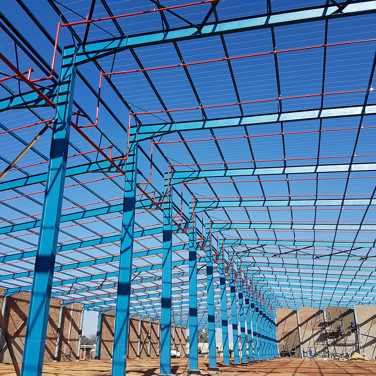 Sprinkler pipework in warehouse facility